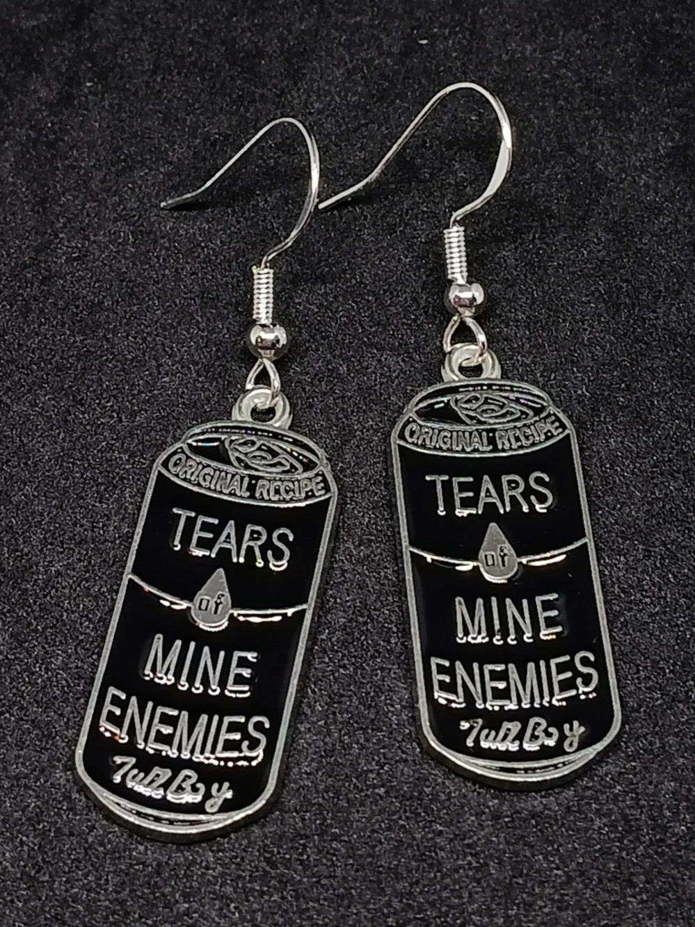Silver 'Tears Mine Enemies' Can Drop Earrings